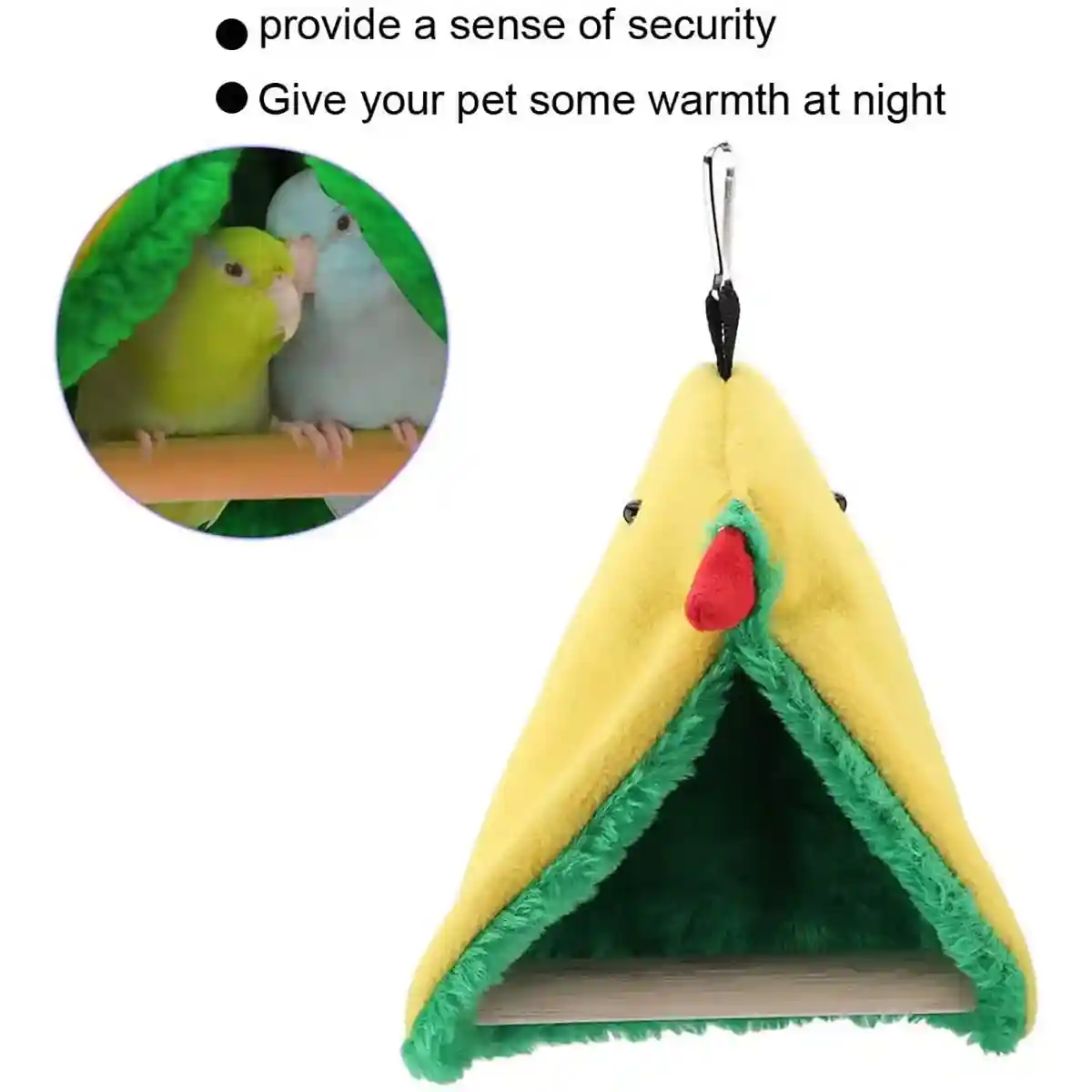 Warm Fleece Bird Hammock Nest With Hanging Hooks For Small Birds - Image 11