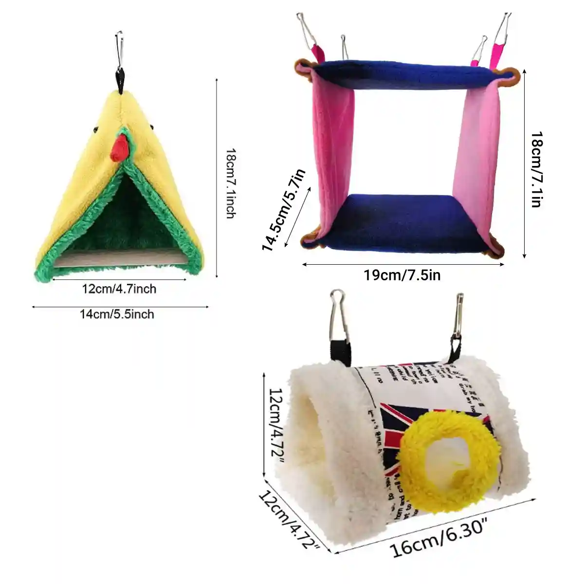 Warm Fleece Bird Hammock Nest With Hanging Hooks For Small Birds - Image 2