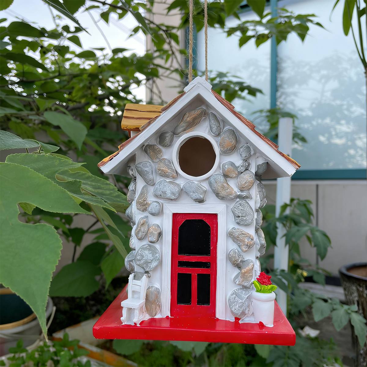 Bird House Stone Cottage Resin Nest - Image 3