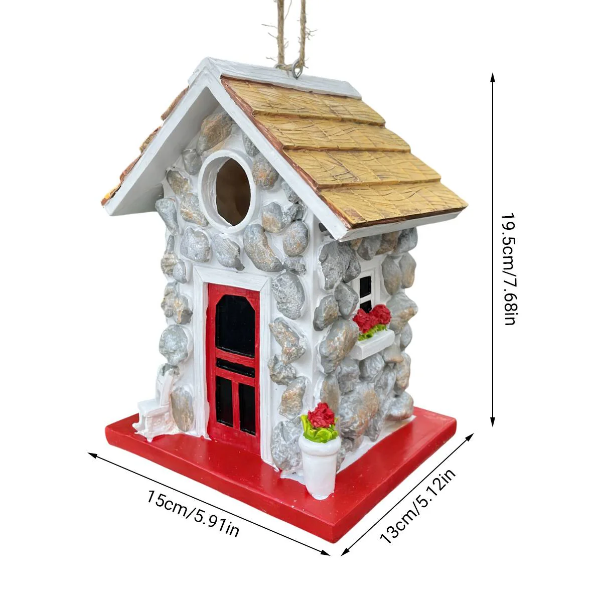 Bird House Stone Cottage Resin Nest - Image 4