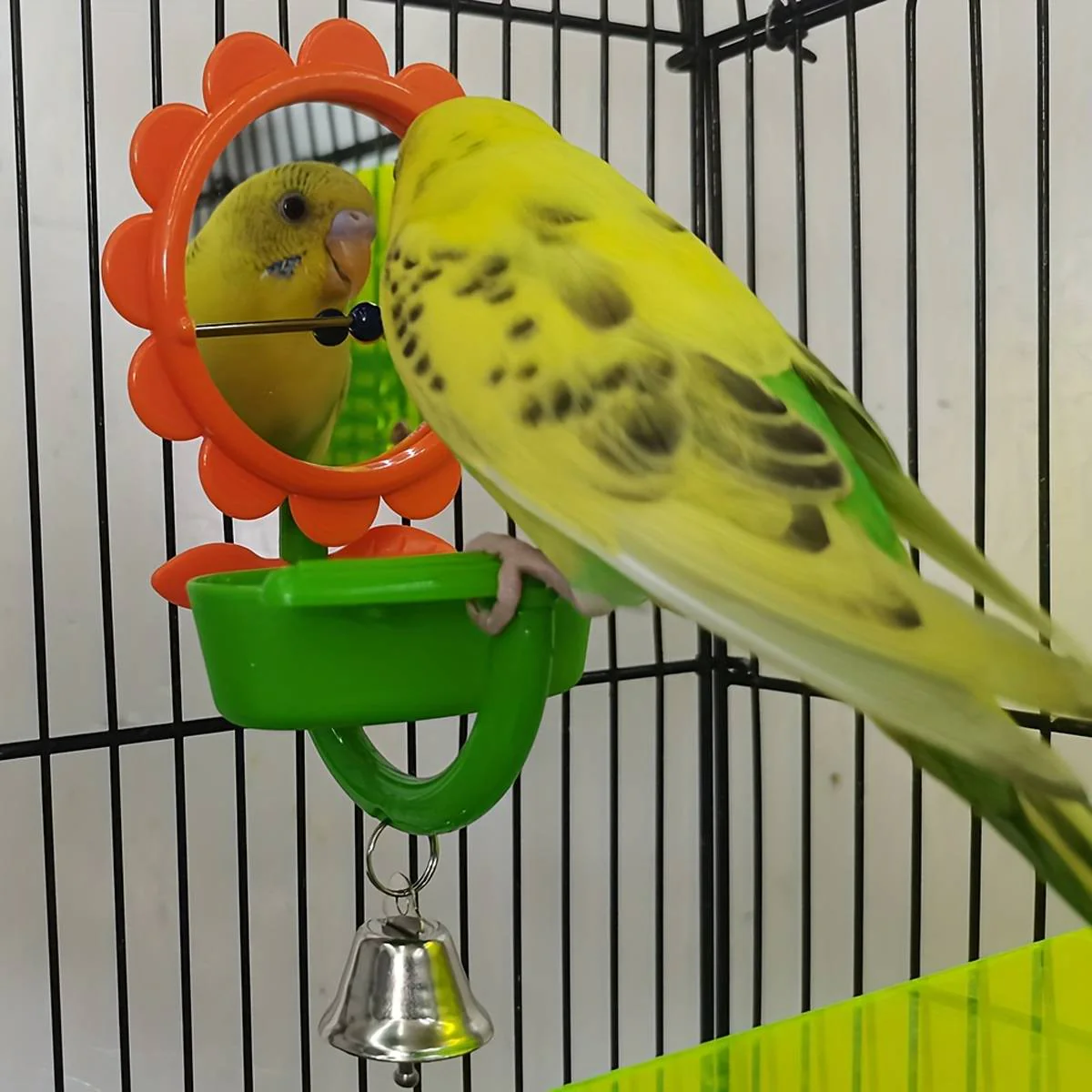 Bird Mirror Toy With Bell And Feeder Cup - Image 5