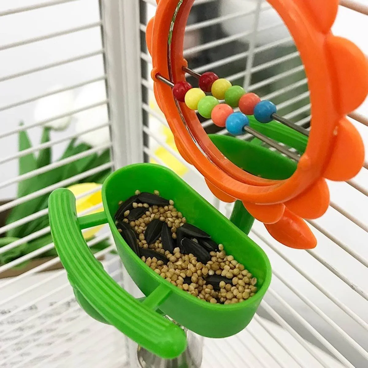 Bird Mirror Toy With Bell And Feeder Cup - Image 8