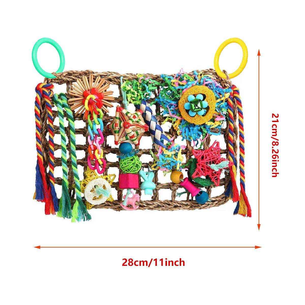 Bird Parrot Cage Toy Colourful Rattan Balls Puzzle Net Bird Supplies - Image 4