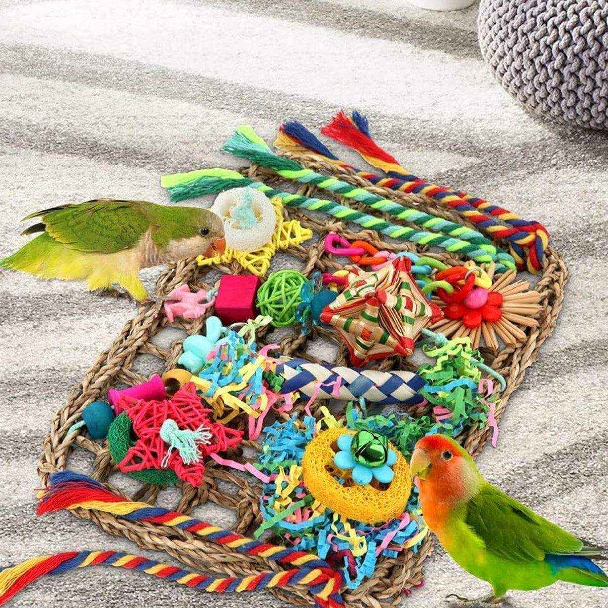 Bird Parrot Cage Toy Colourful Rattan Balls Puzzle Net Bird Supplies - Image 9