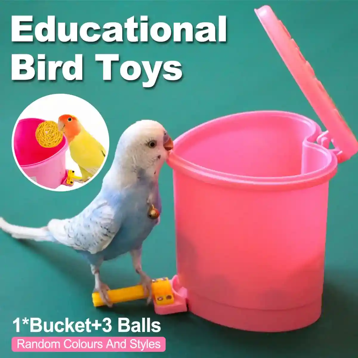 Interactive Bird Toy Set with Training Balls and Bucket for Parrots