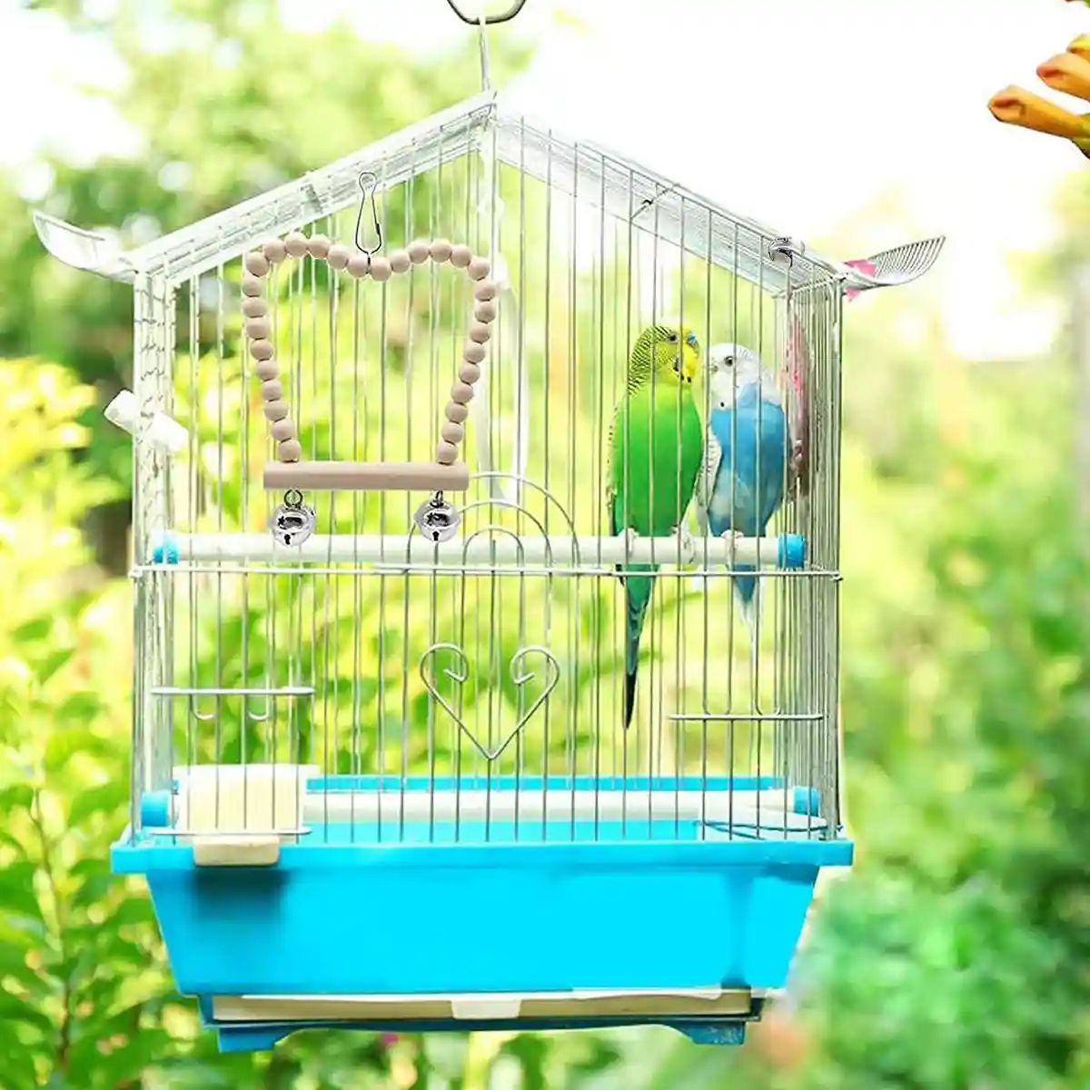 9PCS Bird Toys Set for Parrots Wooden Chew Swing Ladder Kit - Image 7