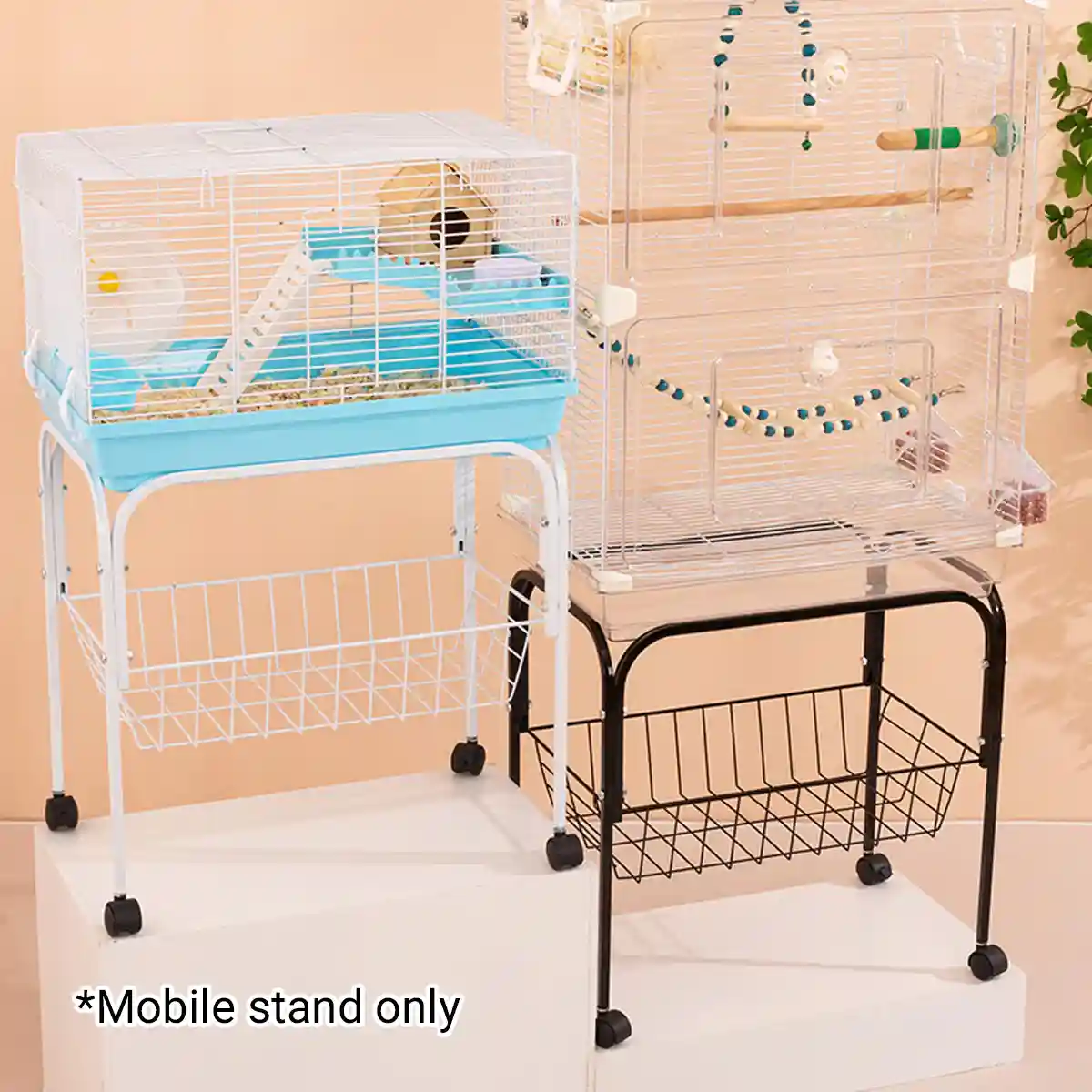 Birdhouse Bracket Universal Rolling Stand with Storage Basket - Image 13