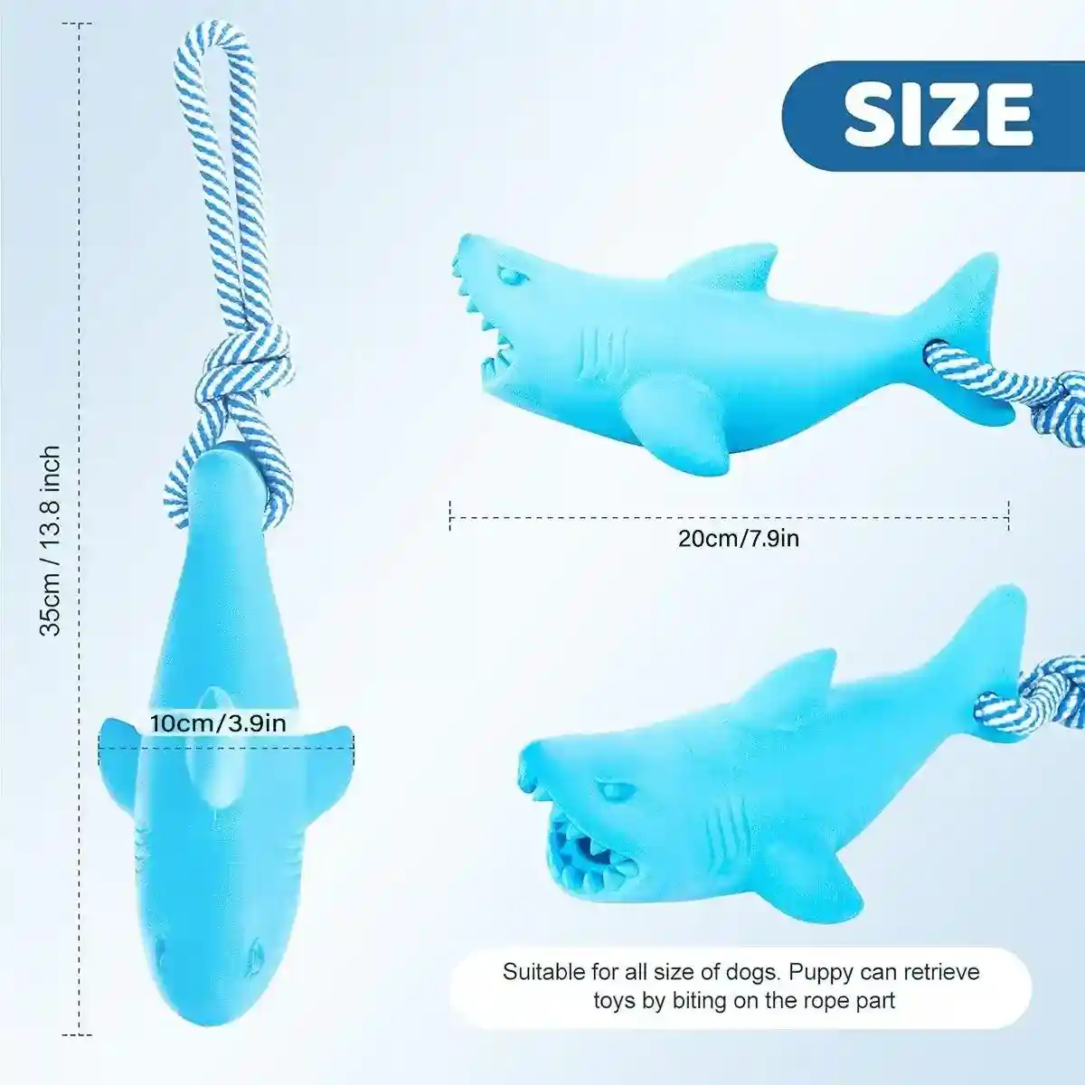 Interactive Dog Chew Toy Blue Shark Floating Pet Toy - Image 3