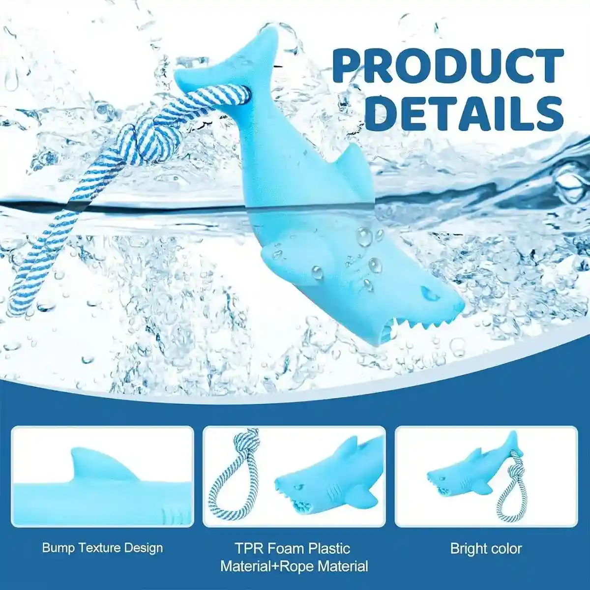 Interactive Dog Chew Toy Blue Shark Floating Pet Toy - Image 6