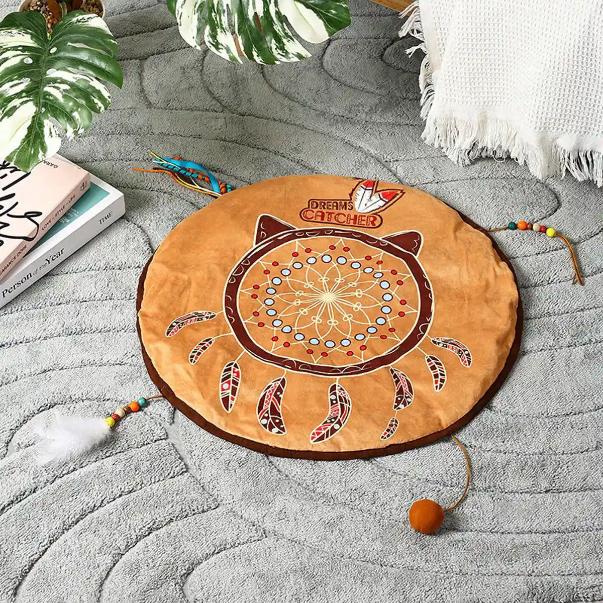 Bohemian Pet Mat Cat Play Rug With Toys & Non-Slip Design - Image 12