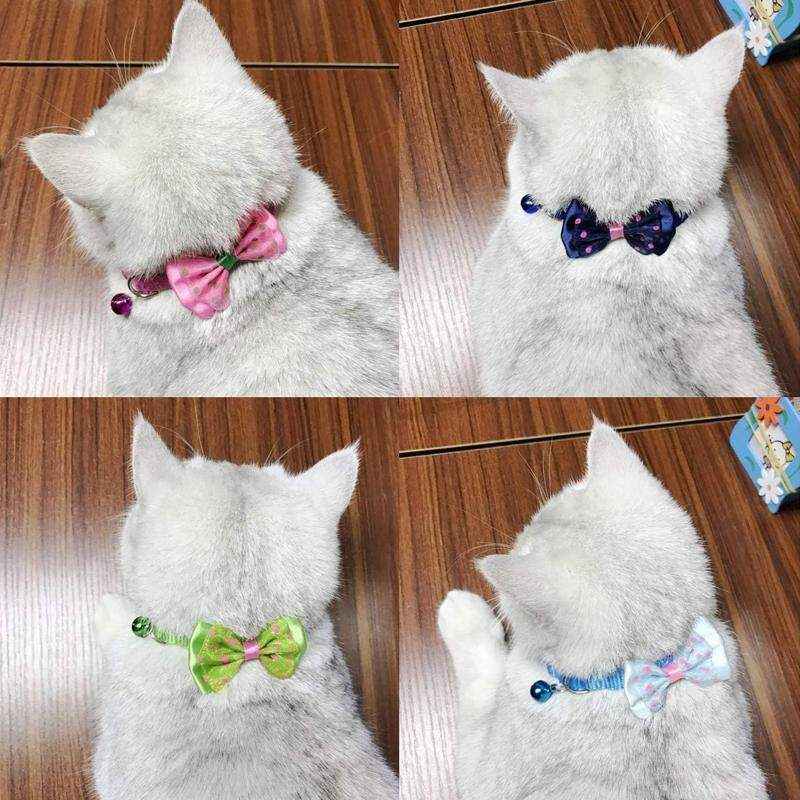 Adjustable Bow Tie Pet Collar with Bell Stylish Designer Cat & Dog Collars - Image 5