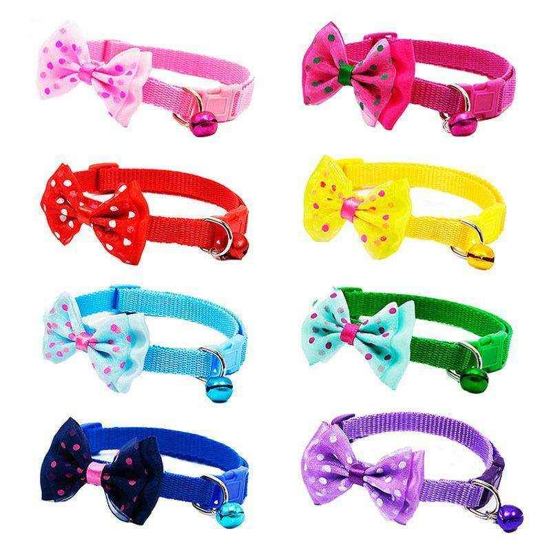 Adjustable Bow Tie Pet Collar with Bell Stylish Designer Cat & Dog Collars - Image 7