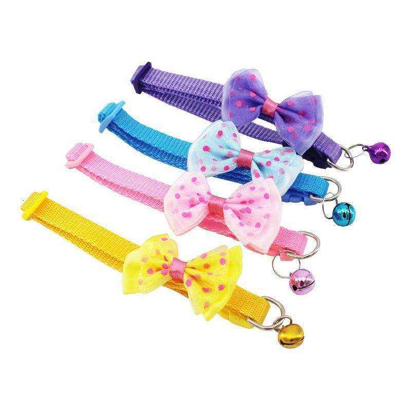Adjustable Bow Tie Pet Collar with Bell Stylish Designer Cat & Dog Collars - Image 8