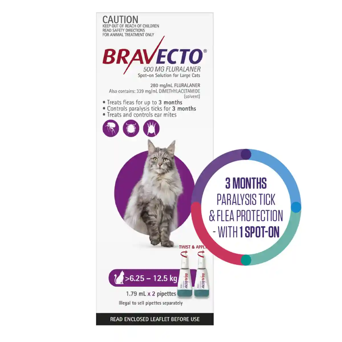 BRAVECTO Spot On For Cats Purple 6.25-12.5KG 2S - Image 6