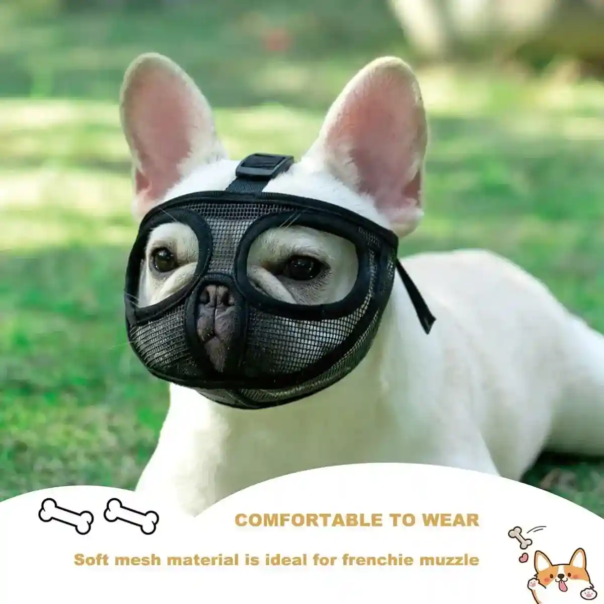 Mesh Dog Muzzle for Short-Mouthed Breeds Breathable & Adjustable - Image 3