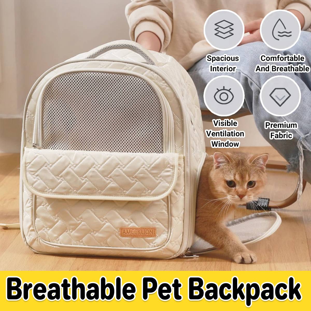 Breathable Pet Backpack For Cats And Small Dogs