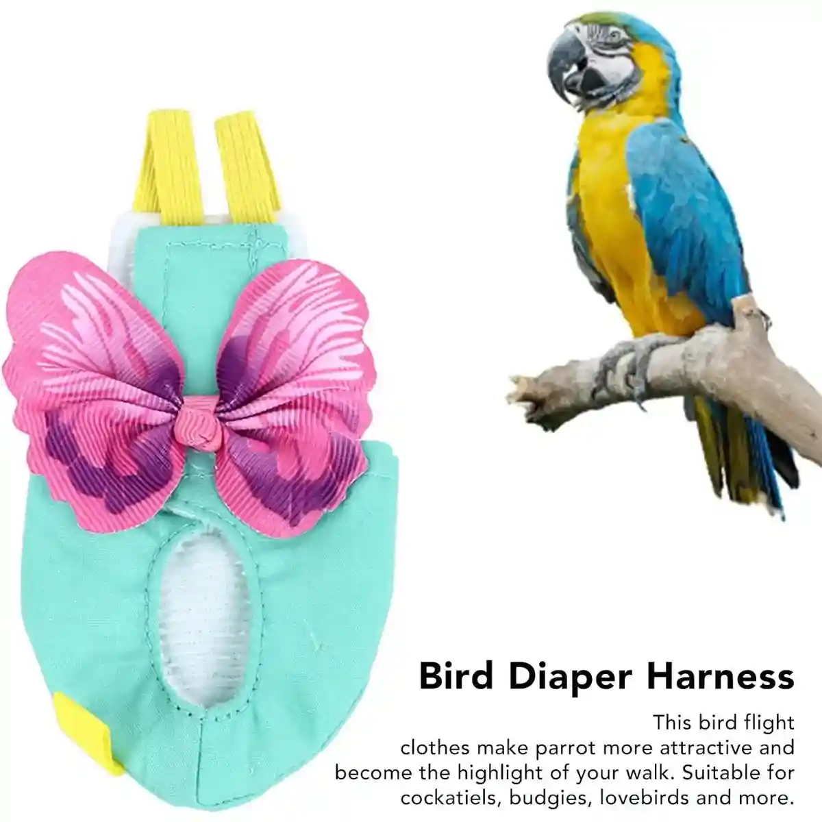 Cute Butterfly Bird Diaper Harness Flight Vest for Cockatiel & Parrot - Image 4