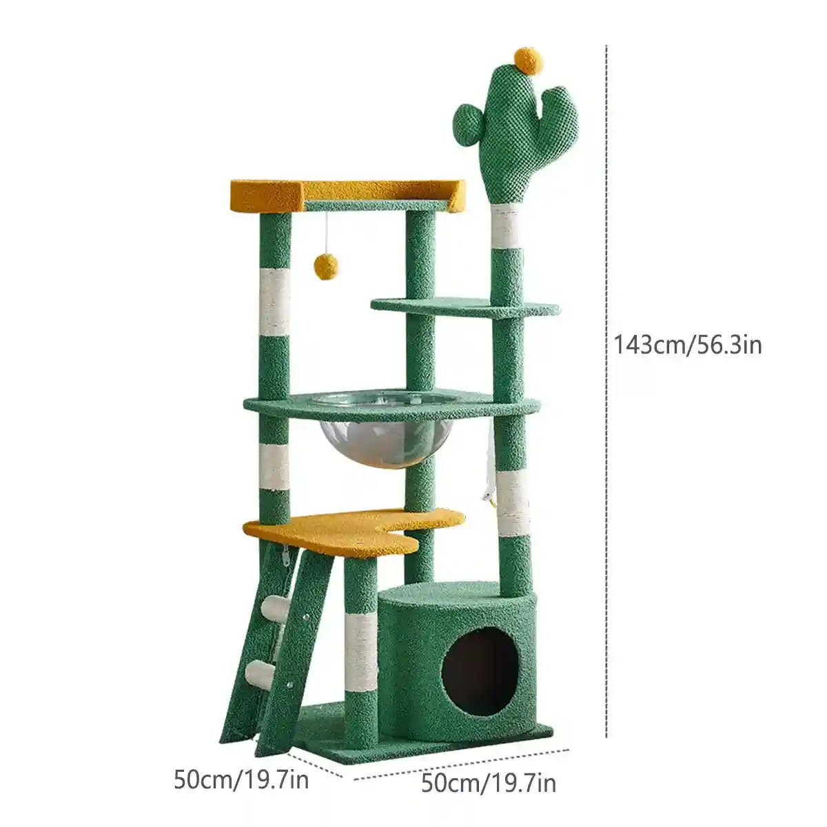Cactus Cat Tree Tower with Capsule Bed and Multi-Level Scratching Posts - Image 5