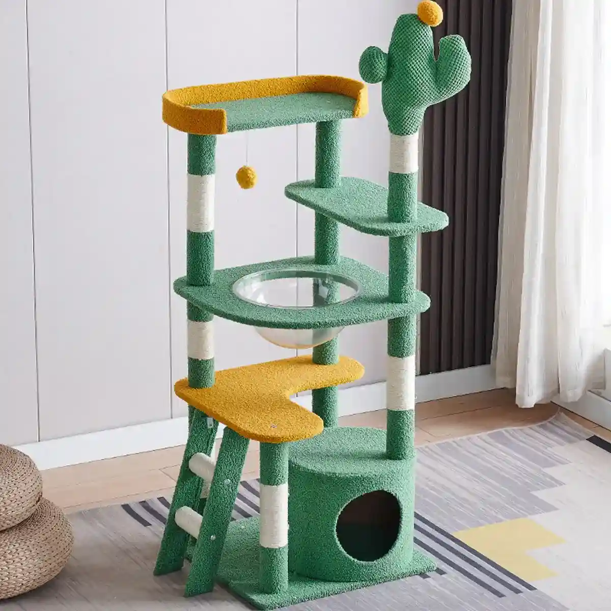 Cactus Cat Tree Tower with Capsule Bed and Multi-Level Scratching Posts - Image 6