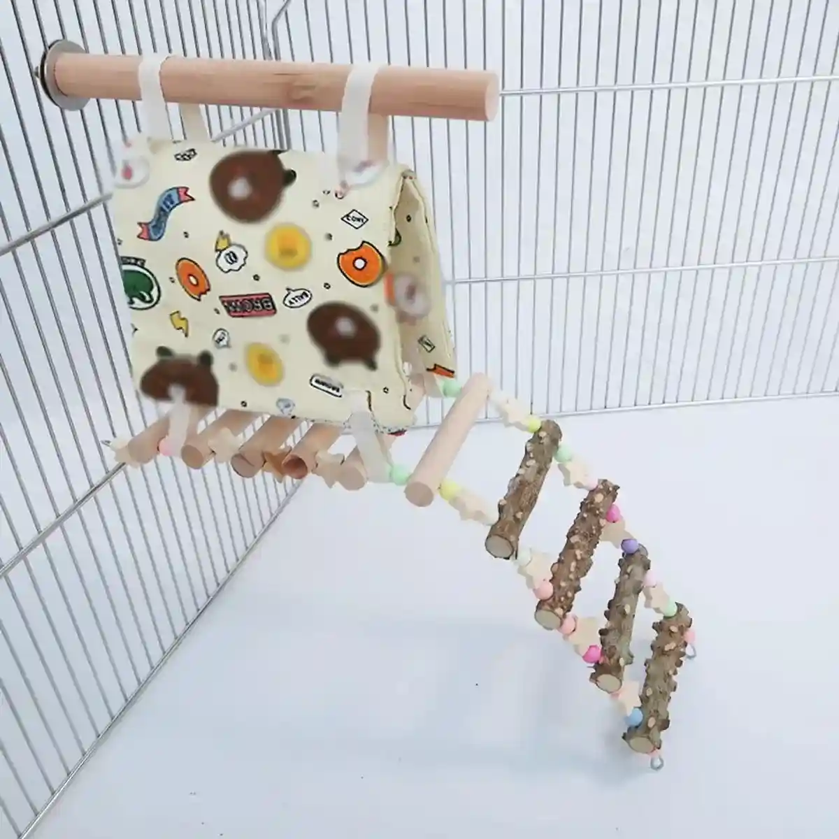Canvas Bird Hammock with Ladder - Image 12