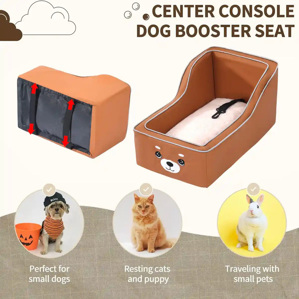 Car Center Console Pet Seat for Small Dogs & Cats - Image 9
