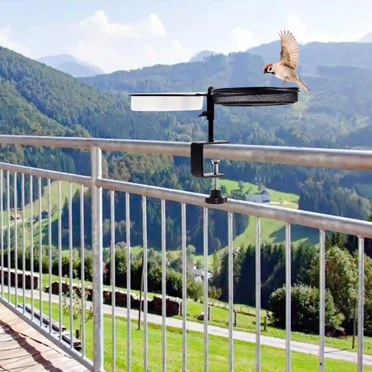 Carbon Metal Bird Feeder and Bath Stand Adjustable Clamp-On Outdoor Station - Image 12