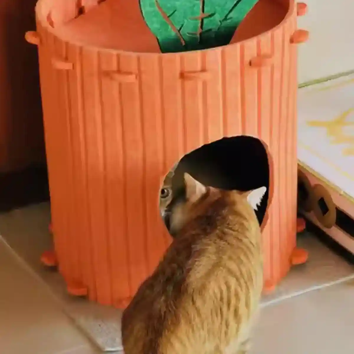 Carrot Cat Tunnel Bed Cozy Felt Pet Nest with Sturdy Design - Image 11