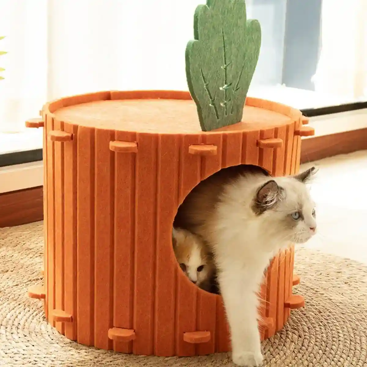 Carrot Cat Tunnel Bed Cozy Felt Pet Nest with Sturdy Design - Image 9