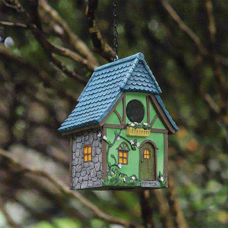 Decorative Resin Cottage Garden Ornament Bird House for Small Birds - Image 5