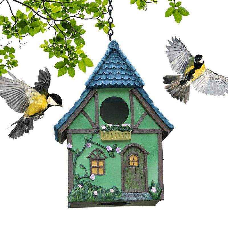 Decorative Resin Cottage Garden Ornament Bird House for Small Birds - Image 7