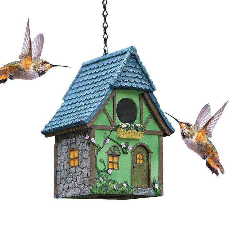 Decorative Resin Cottage Garden Ornament Bird House for Small Birds - Image 9