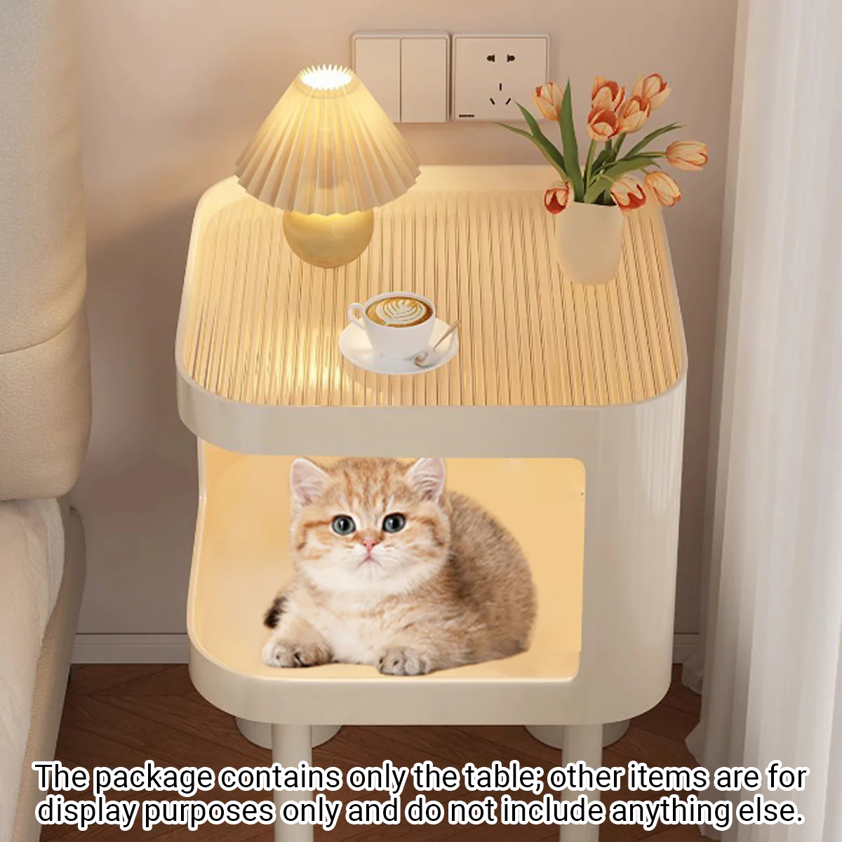 Cat Bedside Table Modern Nightstand with Cat House & Storage - Image 10