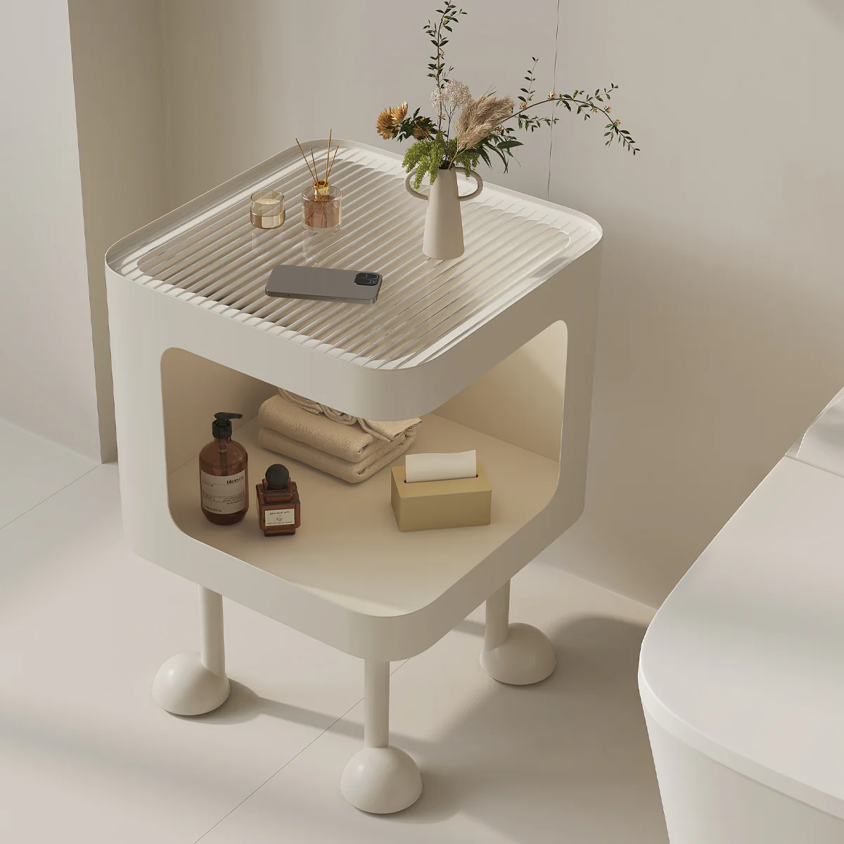 Cat Bedside Table Modern Nightstand with Cat House & Storage - Image 11