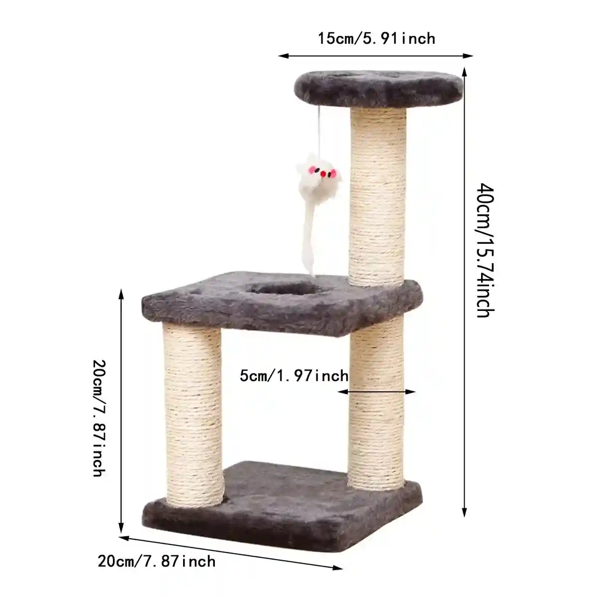 Compact Cat Climbing Post with Sisal and Hanging Toy for Kittens - Image 5