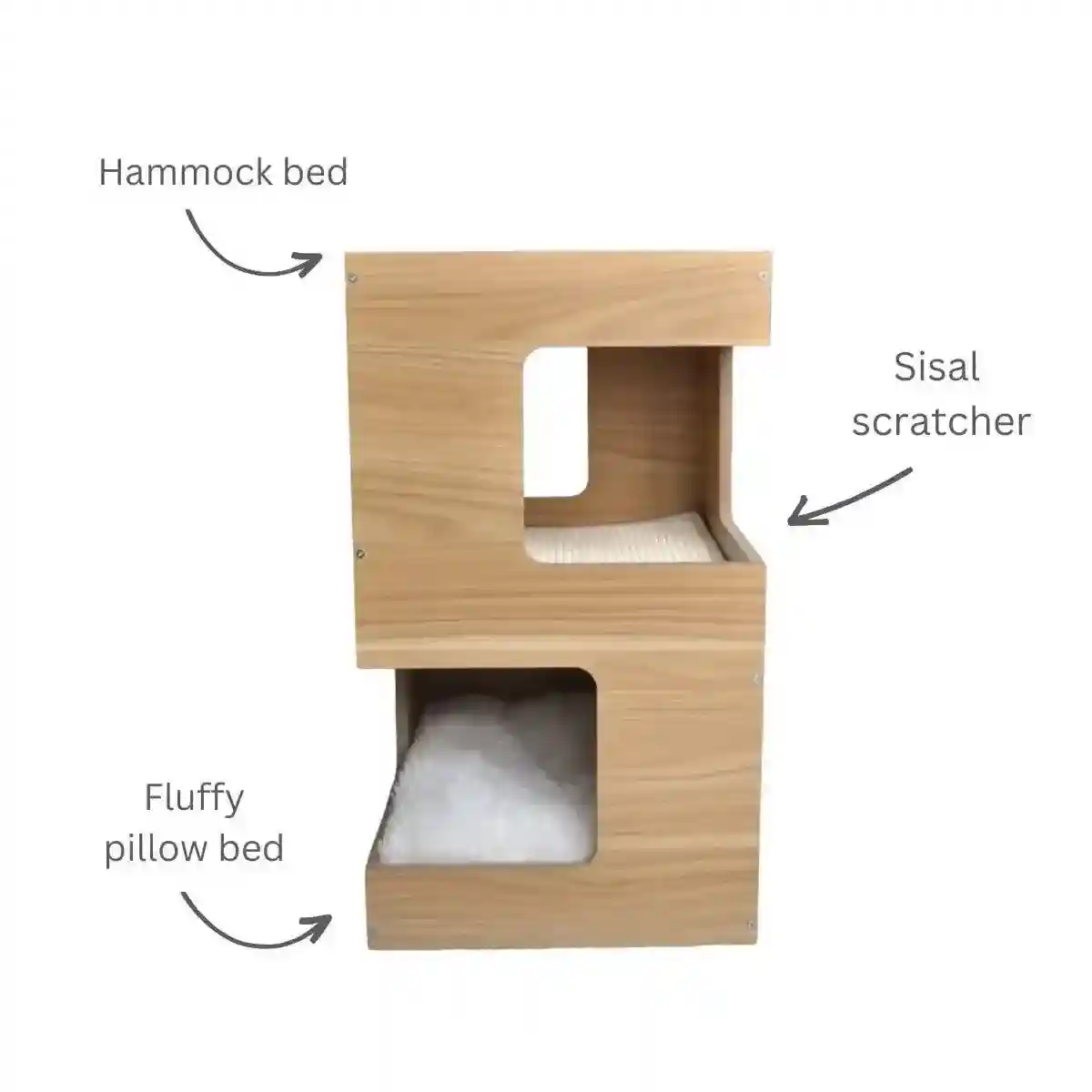 Cat Climbing Rack and Nest Solid Wood with Double-Layer Bed & Vertical Jumper - Image 6