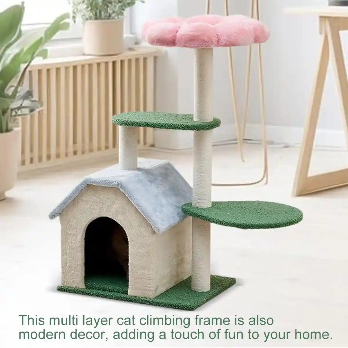 Plush Flower Cat Climbing Tree With Condo Multi-Level Cat Tower - Image 10