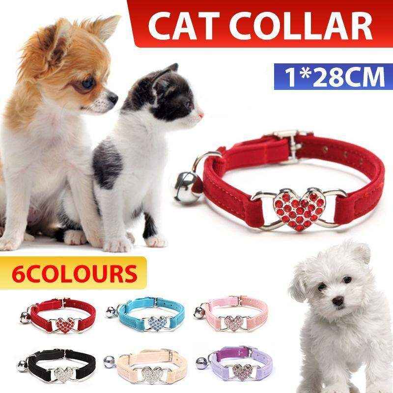 Designer Pet Collars For Dogs and Cats With Heart Crystal 6 Colours - Image 3