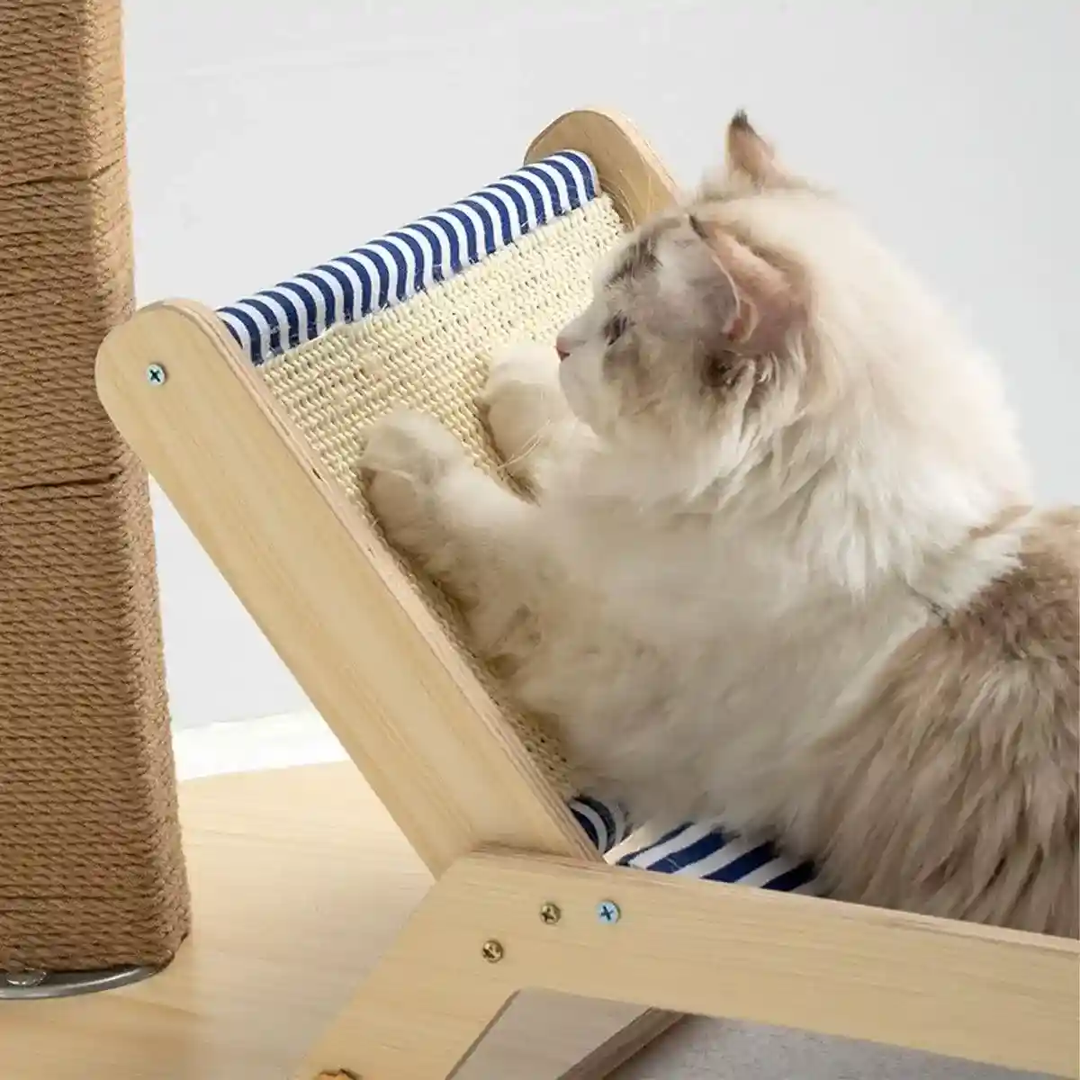 Cat Hammock Bed Summer Recliner with Scratch Post & Breathable Fabric - Image 13
