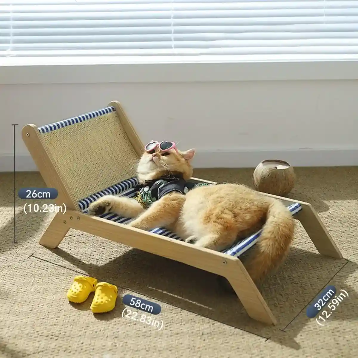 Cat Hammock Bed Summer Recliner with Scratch Post & Breathable Fabric - Image 7