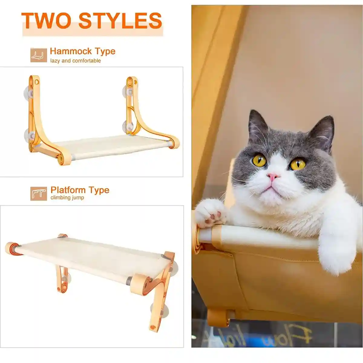 Cat Hammock Window Perch Hanging Cat Bed With Strong Suction Cups - Image 6