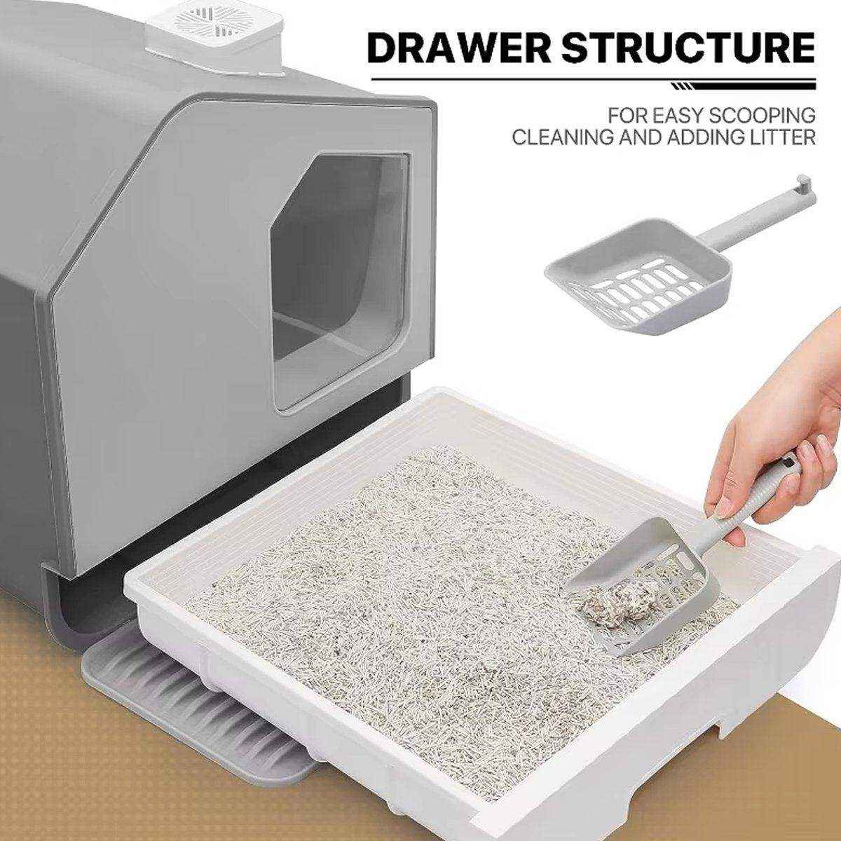 Cat Litter Box Anti-splash Large Fully Enclosed Drawer Type Cat Toilet - Image 7