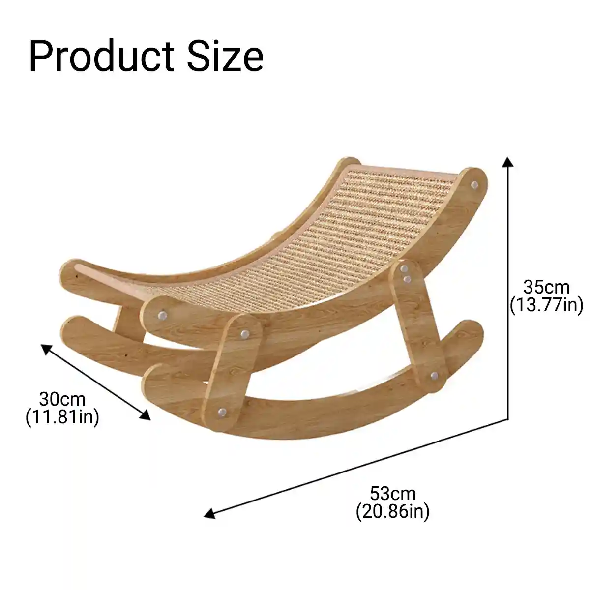 Sisal Cat Rocking Bed With Wooden Frame For Scratching And Napping - Image 7