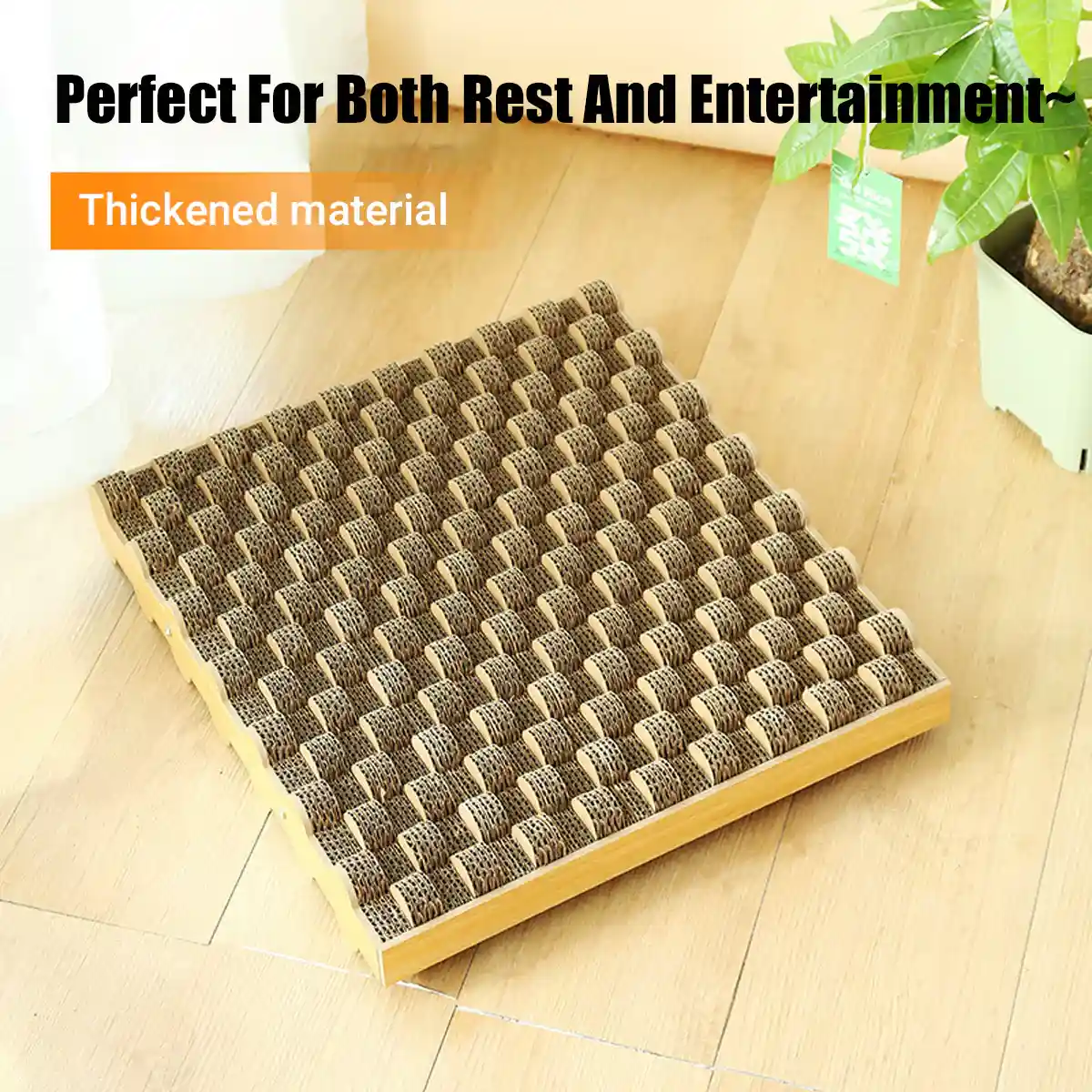 Cat Scratch Board Corrugated Paper Scratcher & Lounger With Massage Design - Image 3