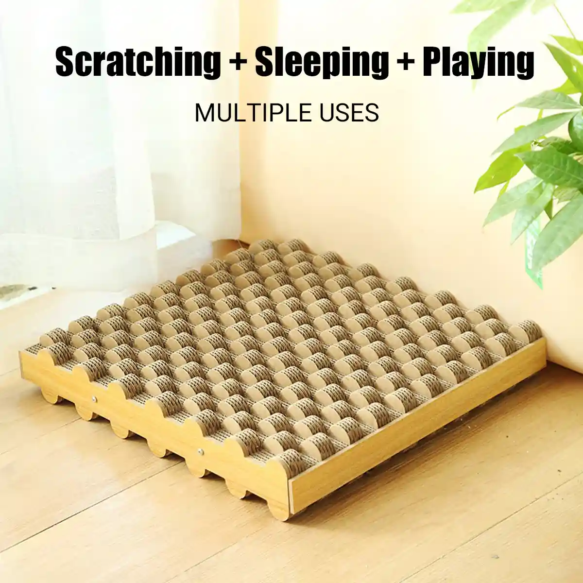Cat Scratch Board Corrugated Paper Scratcher & Lounger With Massage Design - Image 4