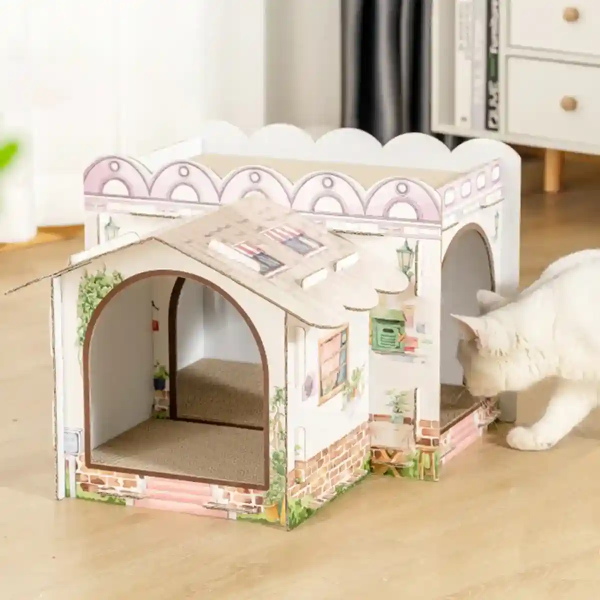 Cardboard Cat Scratch House with Roof Cat Scratch Board Sofa - Image 4