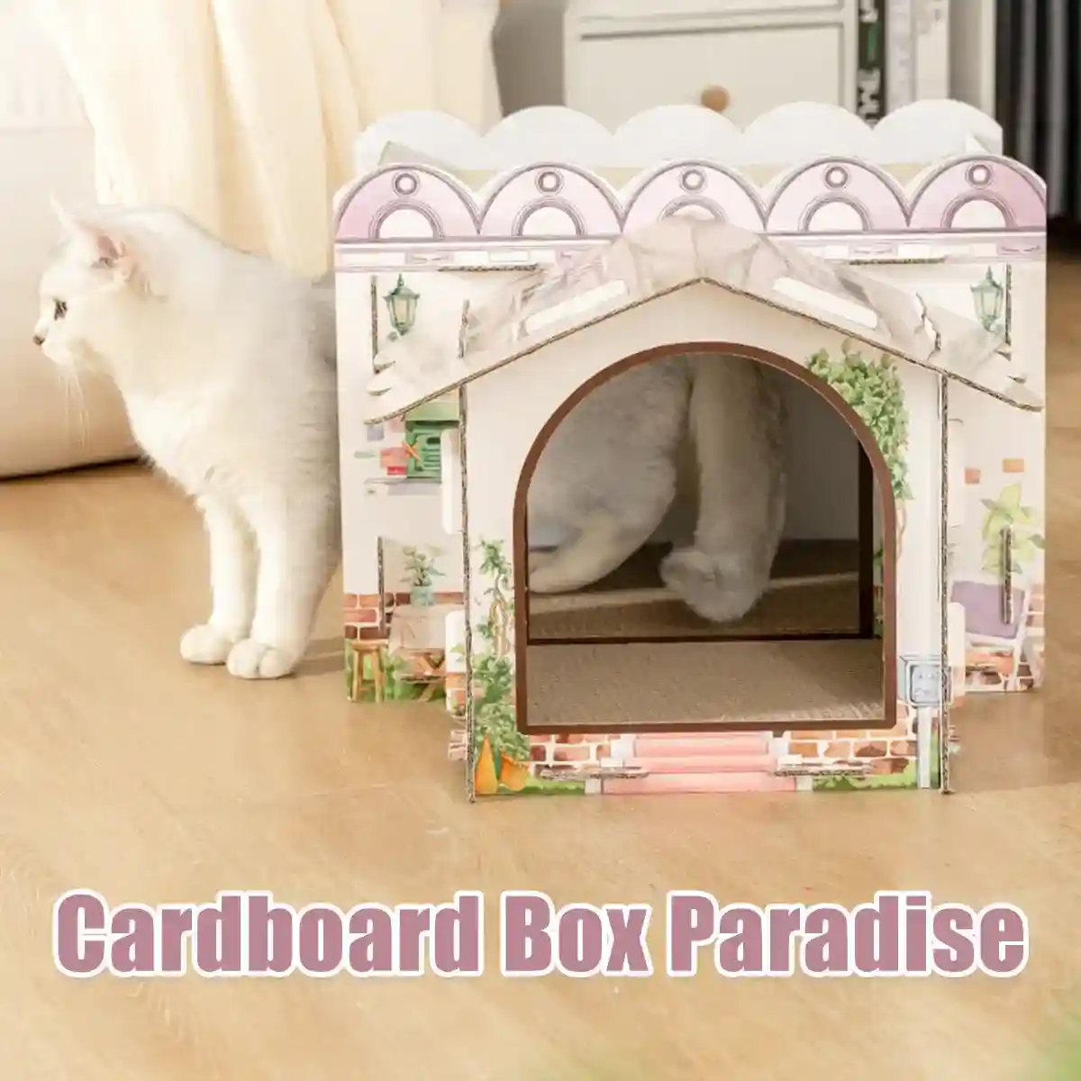 Cardboard Cat Scratch House with Roof Cat Scratch Board Sofa - Image 7