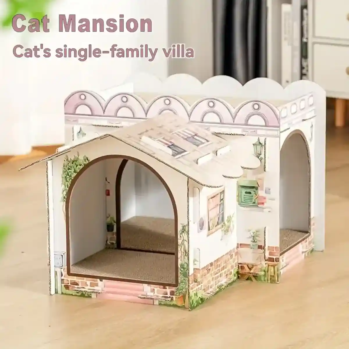 Cardboard Cat Scratch House with Roof Cat Scratch Board Sofa - Image 8