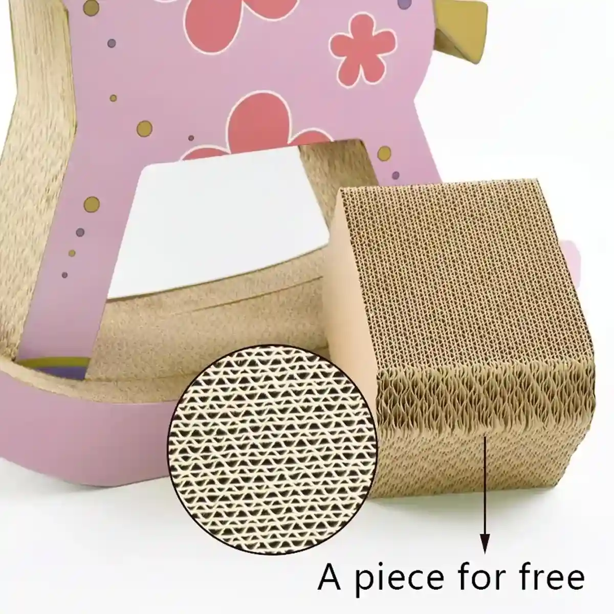 Horse-Shaped Cat Scratcher House Sakura Pink Corrugated Bed - Image 3