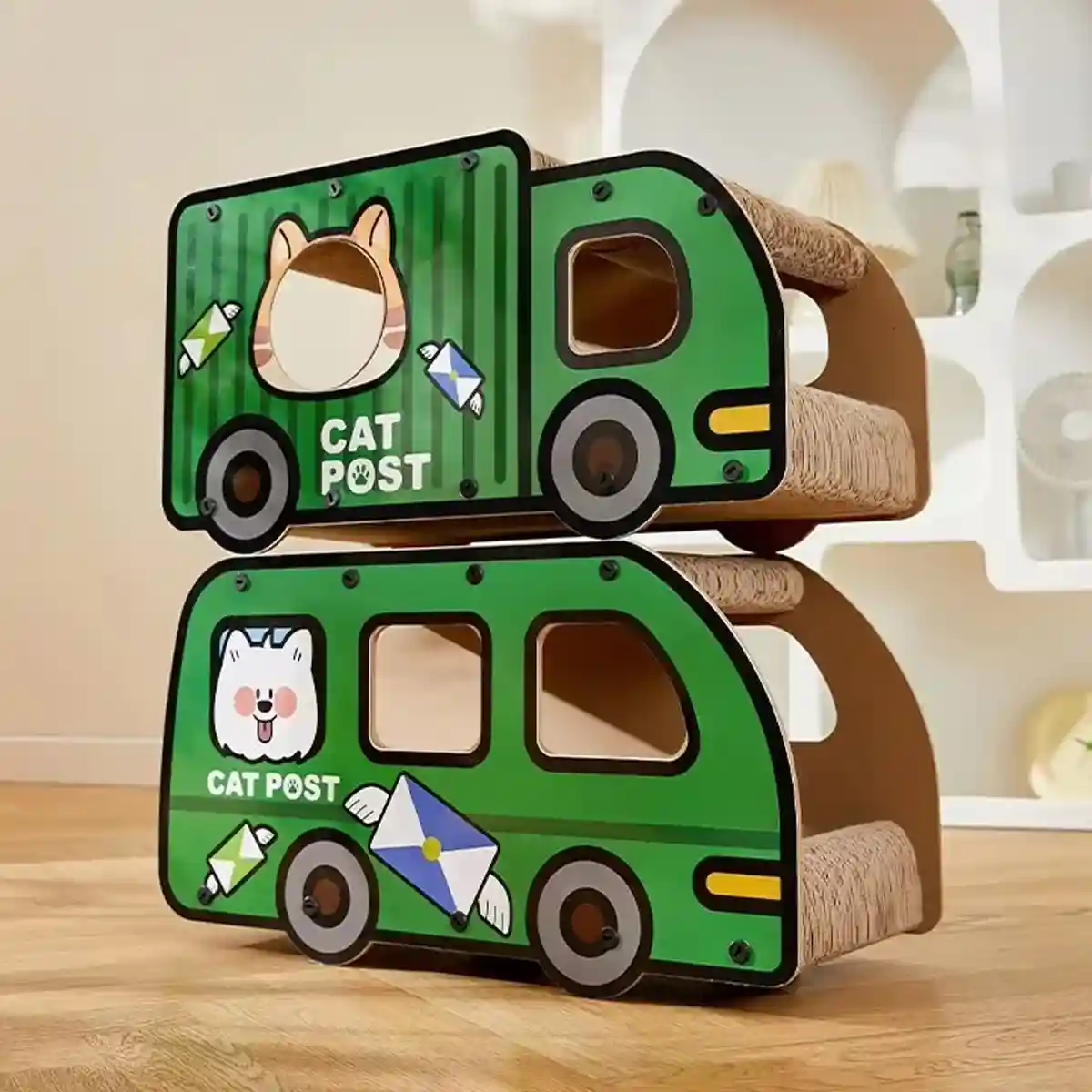Truck and Bus Cat Scratcher Lounge 2-in-1 Climbing Bed Nest - Image 11