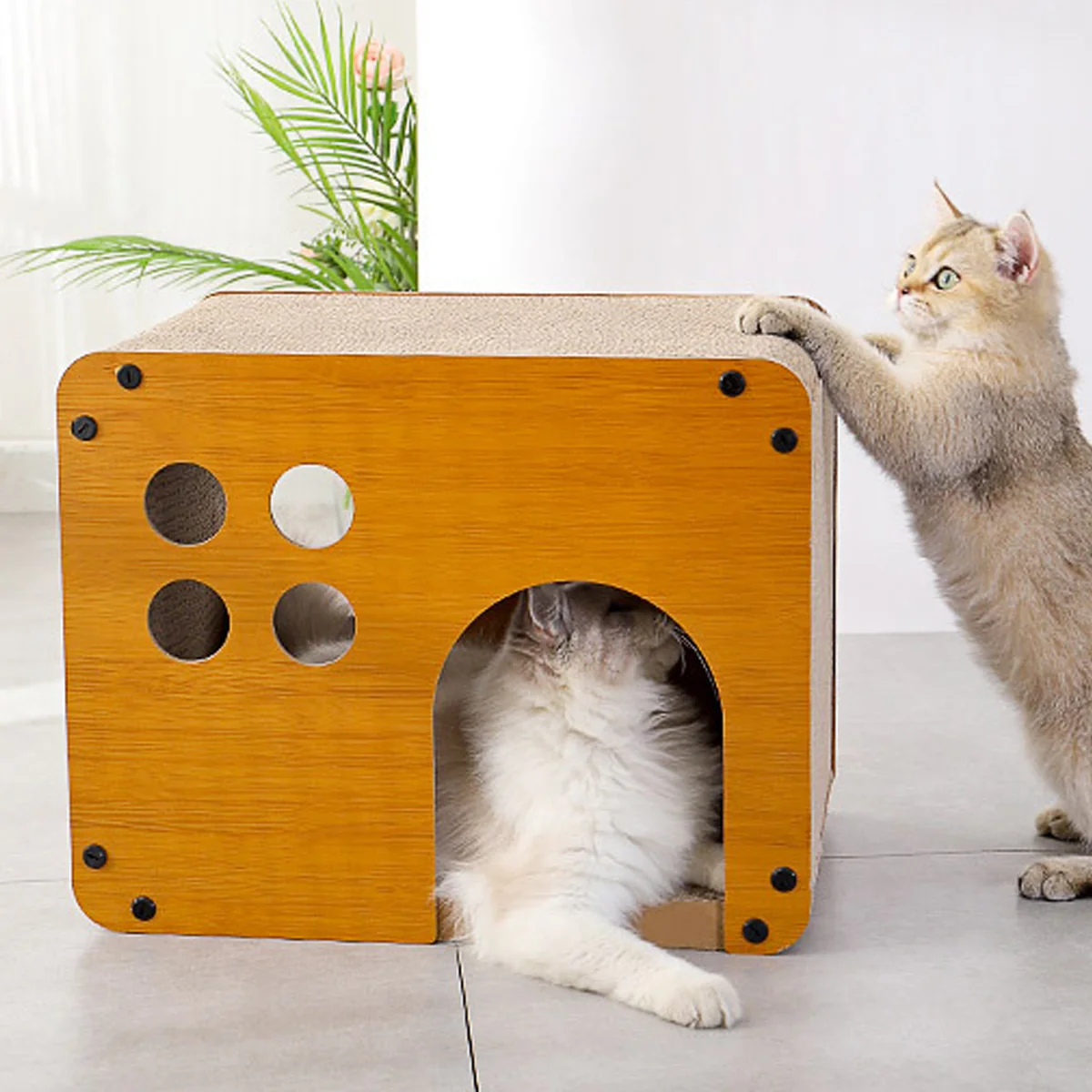 Cat Scratching Board 2 In 1 Wooden Cat Bed - Image 12